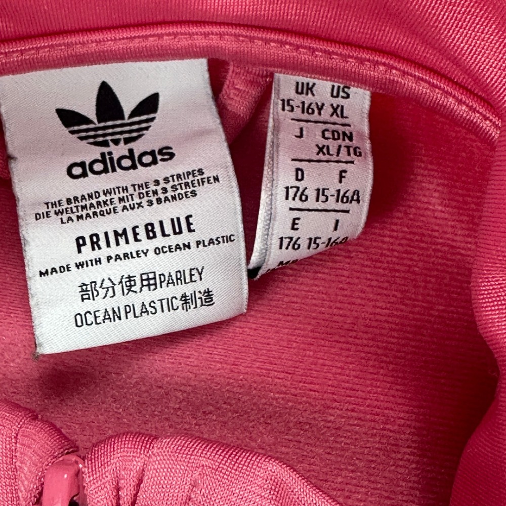 Adidas Primeblue Pink Track Jacket Youth XL Full‎ Zip Trefoil Logo Parley Ocean - Picture 6 of 10